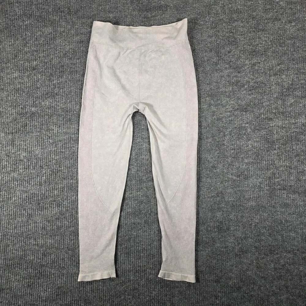 Aeropostale Leggings Womens XL Gray High Rise Ribbed Panel Cropped Athleisure‎
